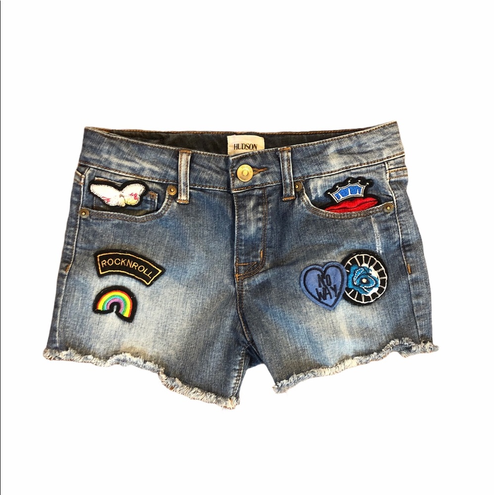 HUDSON Appliqued Patches Girl's Denim Shorts